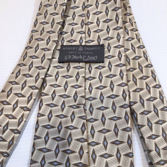 Robert Talbott Best of Class E.B. Harb & Son Brown Blue Cream Silk Tie - Picture 3 of 4
